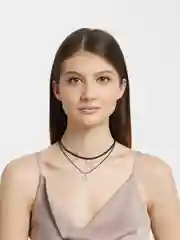 Хром чокер двойной, на шею, черный, с нитью-подвесками, 3 вида