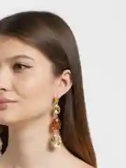 Золотой длинные серьги подвески  с камнями