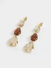 Золотой длинные серьги подвески  с камнями