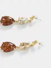Золотой длинные серьги подвески  с камнями