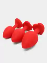 Красный набор анальных силиконовых пробок (3 штуки)