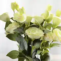 Белый искусственные цветы Эустома, растения, букет, зелень, декор, в горшке, декоративная, 1 шт