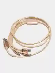 Золотой кабель для зарядки 3 в 1 USB ( iPhone Lightening / Micro USB / Type - C ) универсальный