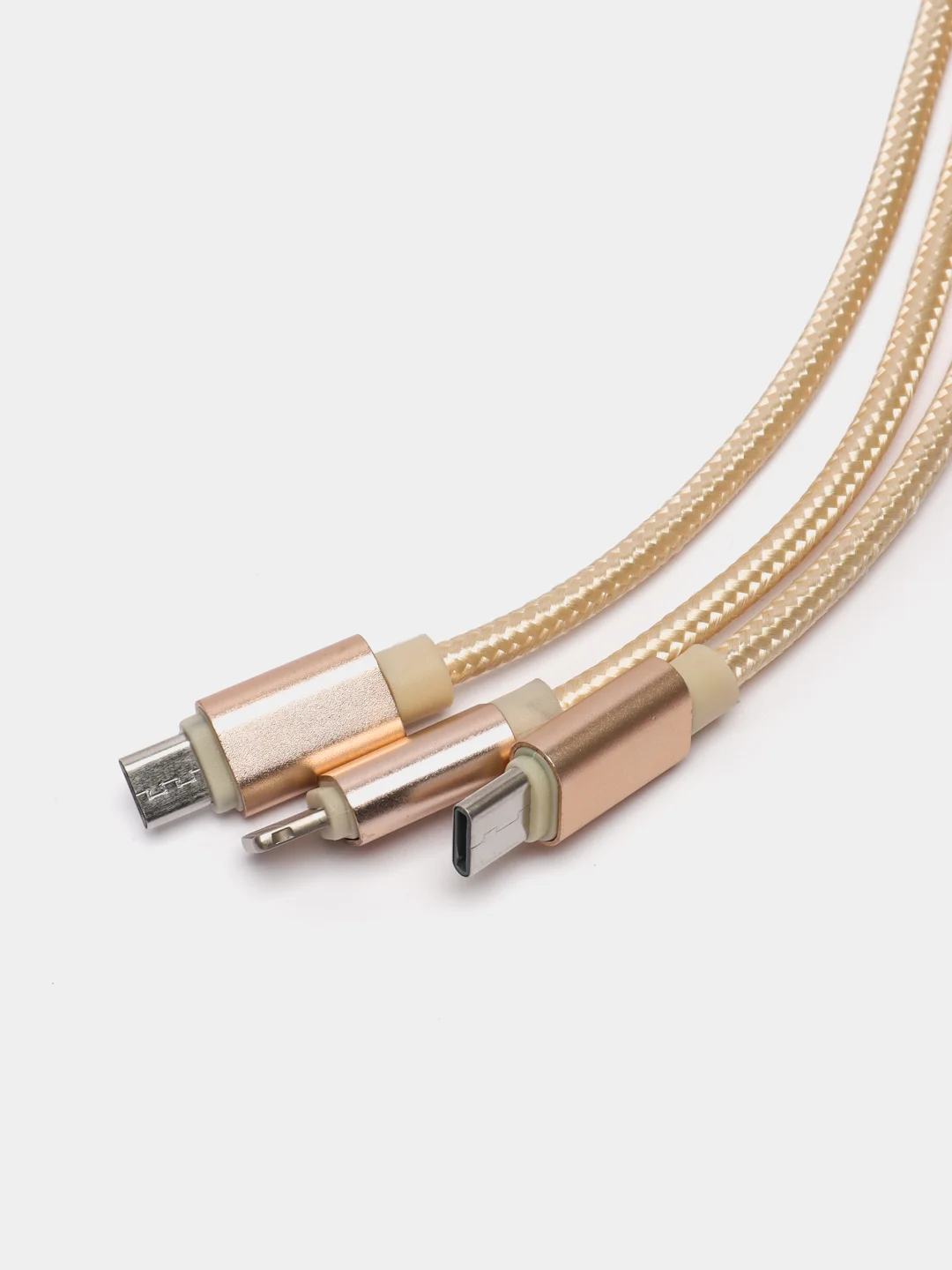 Золотой кабель для зарядки 3 в 1 USB ( iPhone Lightening / Micro USB / Type - C ) универсальный