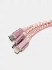 Розовый кабель для зарядки 3 в 1 USB ( iPhone Lightening / Micro USB / Type - C ) универсальный