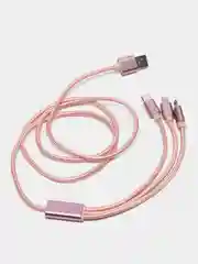 Розовый кабель для зарядки 3 в 1 USB ( iPhone Lightening / Micro USB / Type - C ) универсальный