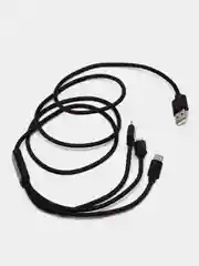 Черный кабель для зарядки 3 в 1 USB ( iPhone Lightening / Micro USB / Type - C ) универсальный