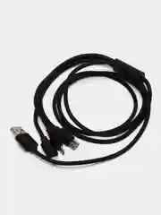 Черный кабель для зарядки 3 в 1 USB ( iPhone Lightening / Micro USB / Type - C ) универсальный