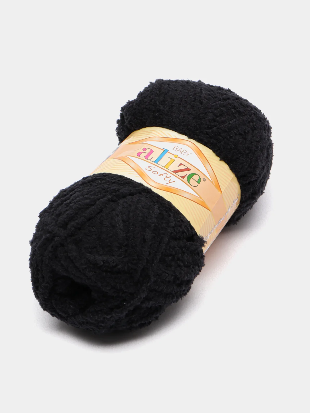 Черный пряжа плюшевая Софти Ализе Alize Softy 100% микрополиэстер  50 г  115 м