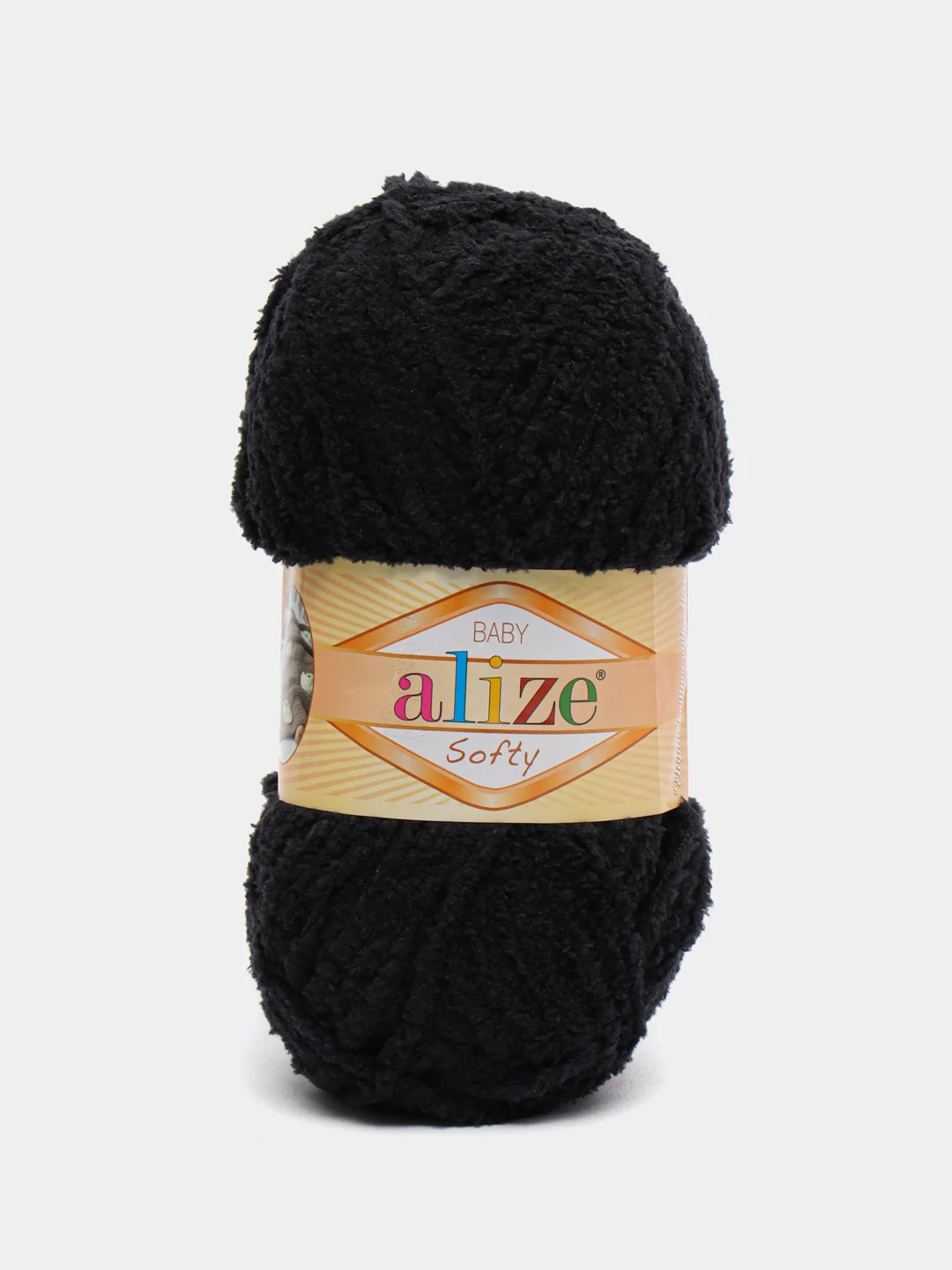 Черный пряжа плюшевая Софти Ализе Alize Softy 100% микрополиэстер  50 г  115 м
