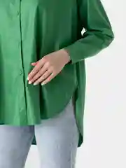 Зеленый рубашка женская с длинным рукавом, оверсайз