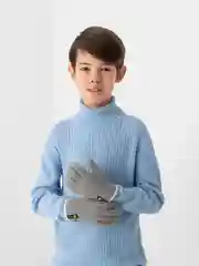 Серый перчатки детские демисезонные, теплые, 4-8 лет
