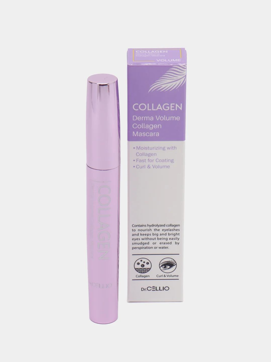 Лавандовый тушь для ресниц с гиалуроновой кислотой Dr.Cellio Derma Mascara, 8 мл