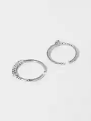 Серебряный комплект колец со стразами, 2 кольца
