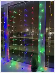 Белый гирлянда-штора новогодняя, светодиодная, разноцветная