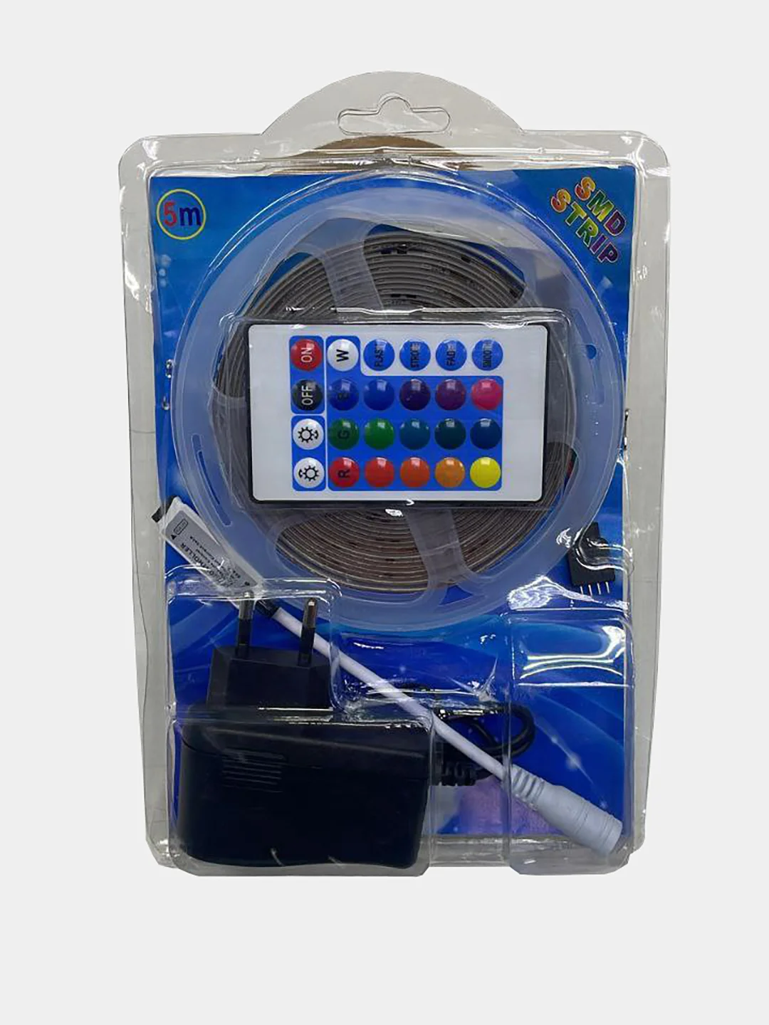 Серебряный светодиодная многоцветная лента RGB, с пультом, 5 м