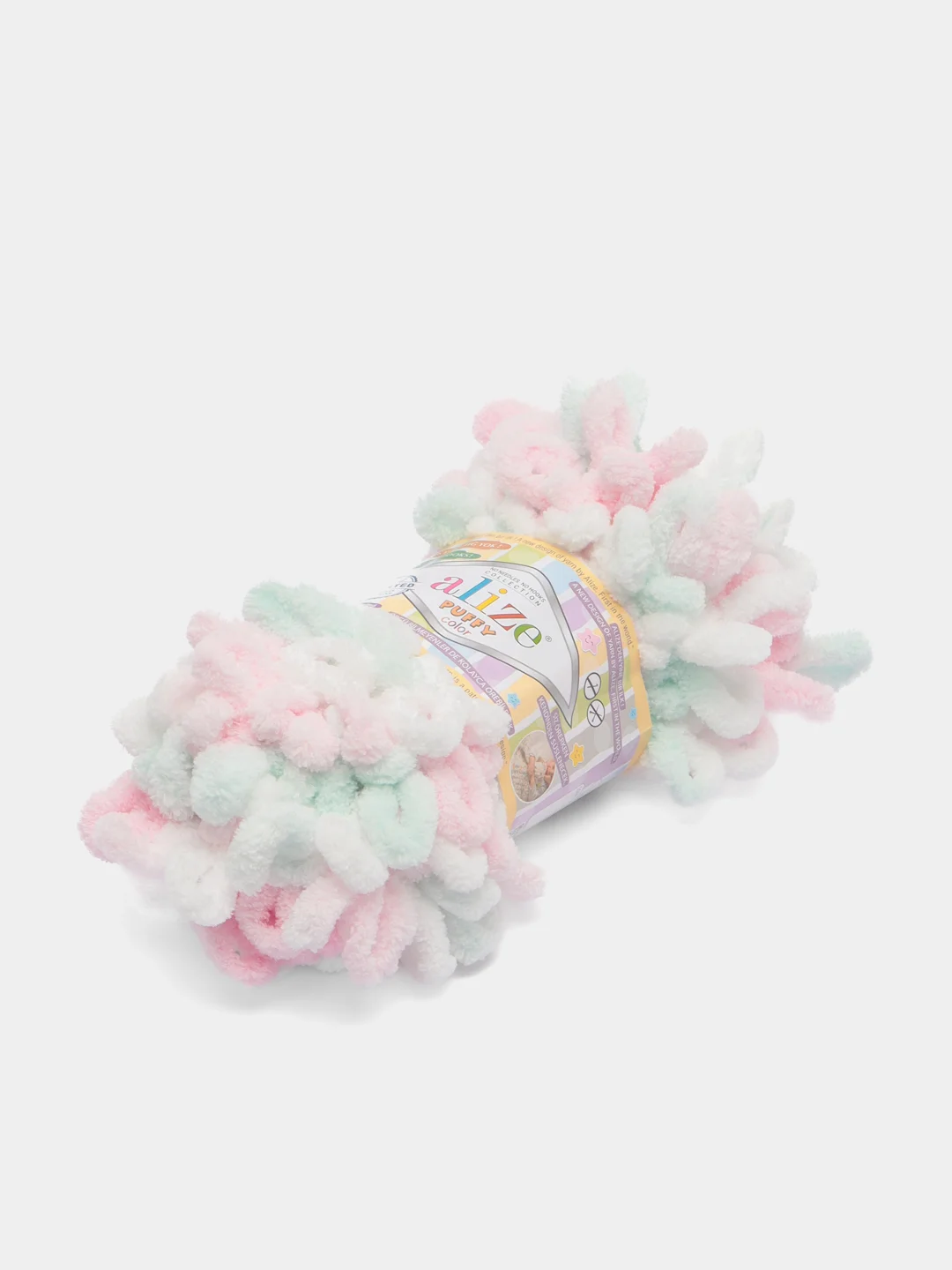 Белый пряжа Alize Puffy Color, петельки большие, 100 г, 9 м