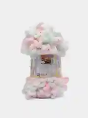 Белый пряжа Alize Puffy Color, петельки большие, 100 г, 9 м