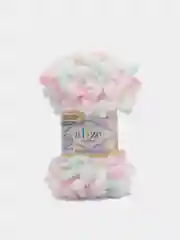Белый пряжа Alize Puffy Color, петельки большие, 100 г, 9 м