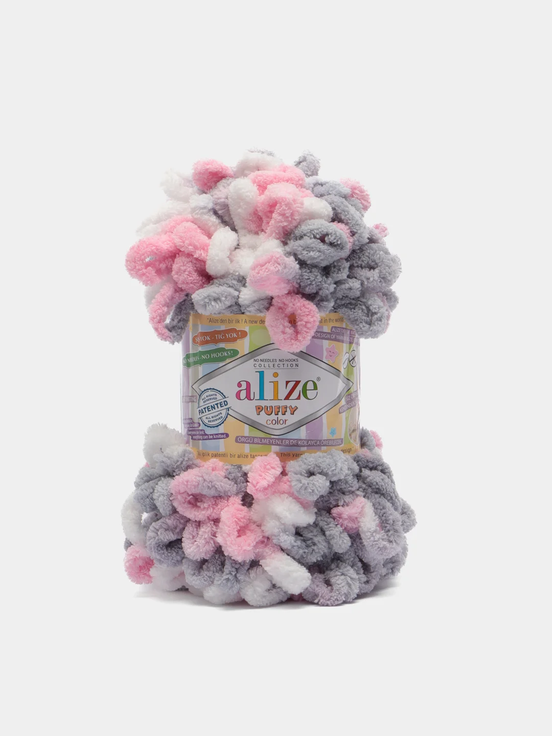 Пудровый пряжа Alize Puffy Color, петельки большие, 100 г, 9 м