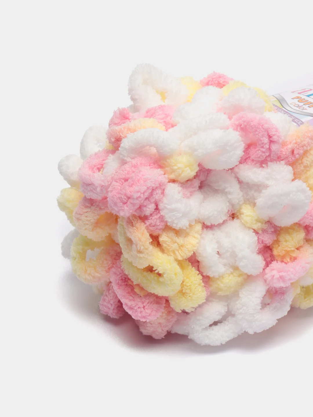 Светло-жёлтый пряжа Alize Puffy Color, петельки большие, 100 г, 9 м