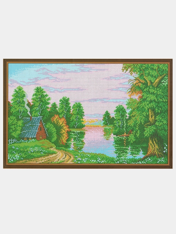 Вышивка крестом "Рассвет на реке", размер 26*44 см, арт. 453