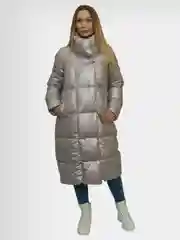 Серебряный куртка женская, зимняя, удлиненная, без капюшона