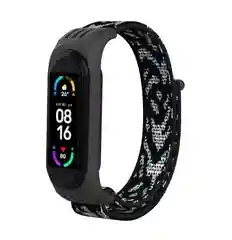 Тёмно-серый ремешок на липучке для Xiaomi Mi Band 3, 4, 5, 6, 7 Сяоми Ми Банд, тканевый, нейлоновый