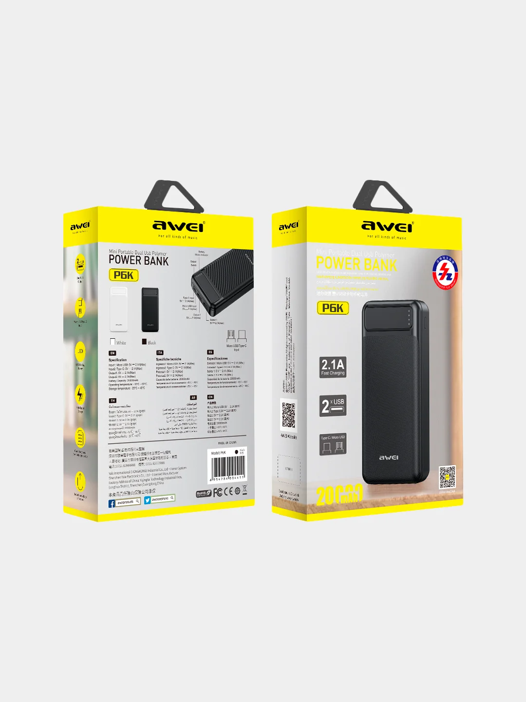 Повербанк AWEI 10000 mAh/20000 mAh, внешний аккумулятор, портативный Power Bank