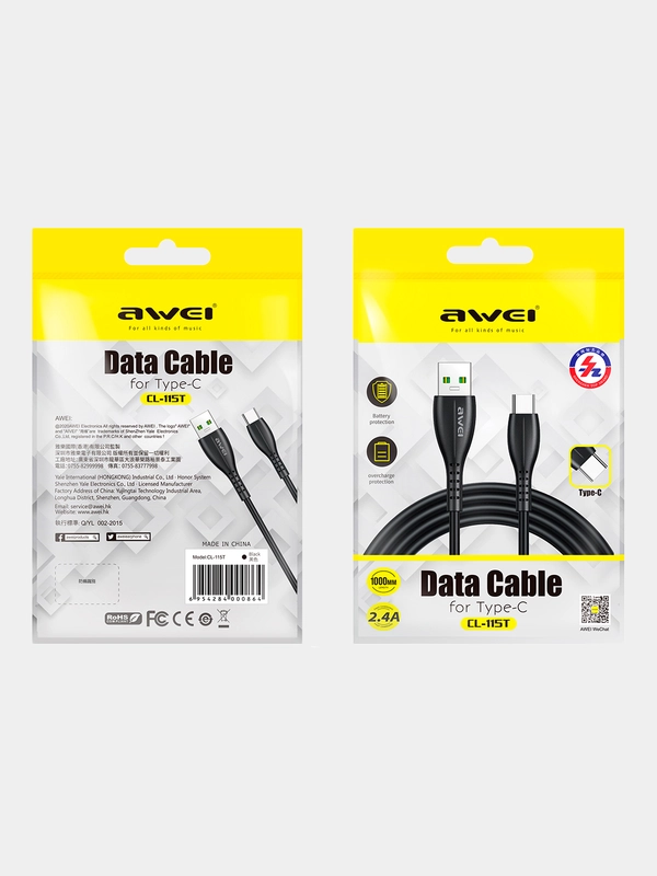 Кабель зарядный AWEI CL-115, Micro-USB, Type-C, Lightning