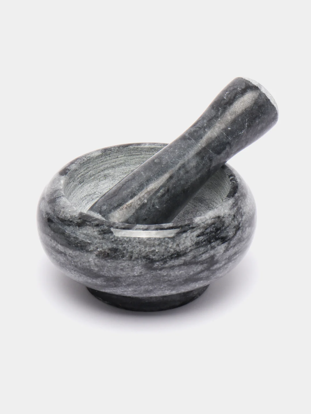 Черный ступка с пестиком из мрамора, 9х4,5 см