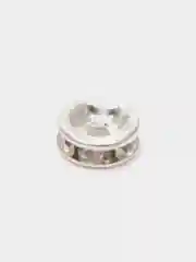Серебряный бусины рондель со стразами, серебро
