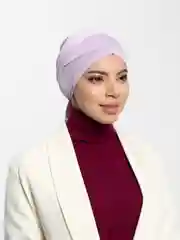 Сиреневый бони шапочка, на завязке
