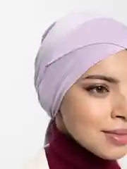 Сиреневый бони шапочка, на завязке
