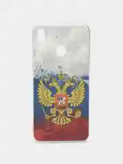 Синий силиконовый чехол на Honor 8X / Хонор 8Х прозрачный, с рисунком, защита камеры