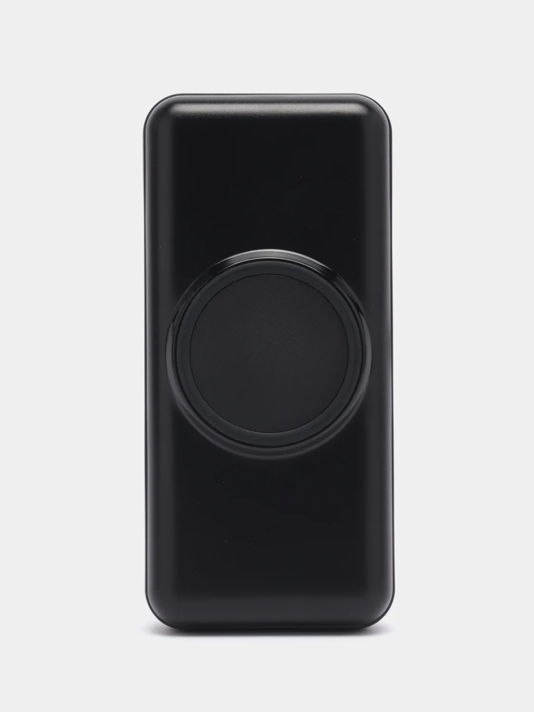Черный внешний аккумулятор Power Bank с беспроводной зарядкой и встроенными кабелями