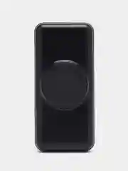 Черный внешний аккумулятор Power Bank с беспроводной зарядкой и встроенными кабелями