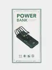 Черный внешний аккумулятор Power Bank с беспроводной зарядкой и встроенными кабелями