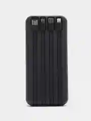 Черный внешний аккумулятор Power Bank с беспроводной зарядкой и встроенными кабелями
