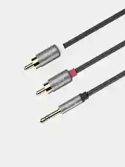 Серый металлик аудиокабель Hoco UPA 10, AUX 3.5 mm, 1.5 м, 2RCA-тюльпаны