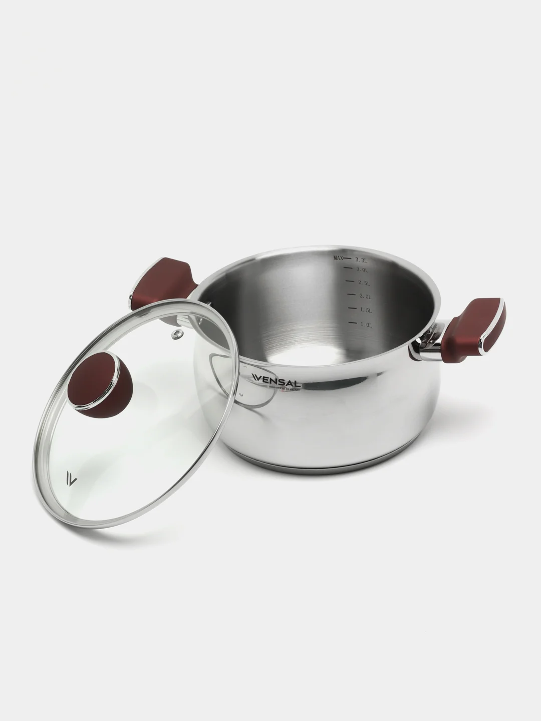 Кастрюля из нержавеющей стали Vensal Joli, с крышкой, 3,3 л, 20 см, VS1545