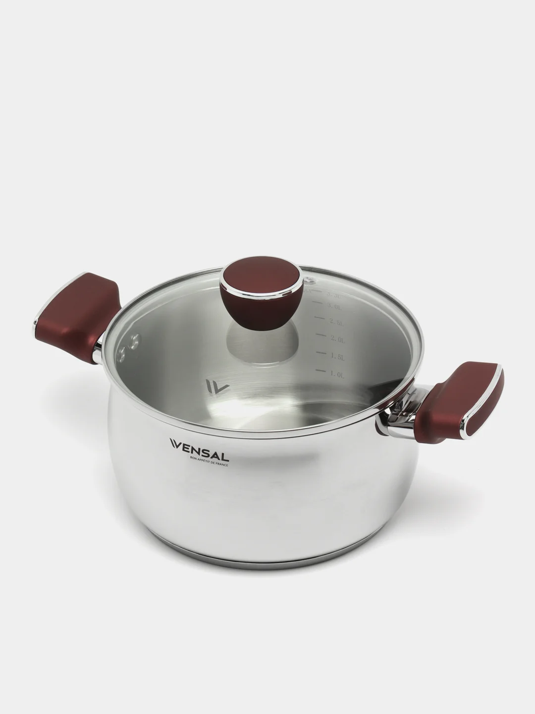 Кастрюля из нержавеющей стали Vensal Joli, с крышкой, 3,3 л, 20 см, VS1545