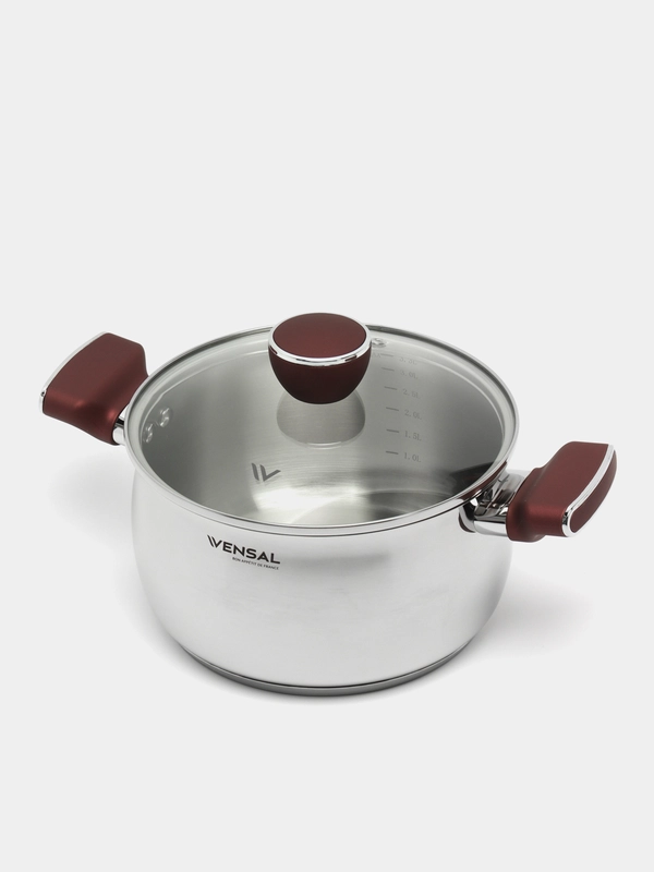 Кастрюля из нержавеющей стали Vensal Joli, с крышкой, 3,3 л, 20 см, VS1545