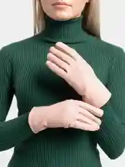 Бежевый перчатки женские, кожаные
