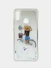 Серебряный чехол силиконовый для Huawei P Smart 2019 / Honor 10 Lite, переливающийся, с блестками