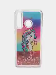 Коралловый чехол силиконовый для Huawei P Smart 2019 / Honor 10 Lite, переливающийся, с блестками