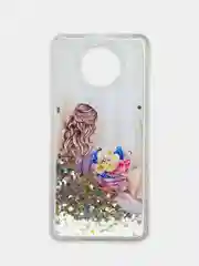 Бежевый меланж чехол Xiaomi Redmi Note 9T / Redmi Note 9 5G силиконовый переливающийся жидкий с блестками