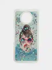 Небесно-голубой чехол Xiaomi Redmi Note 9T / Redmi Note 9 5G силиконовый переливающийся жидкий с блестками