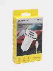 Белый автомобильная зарядка Borofone BZ12, Lightning, 2.4A