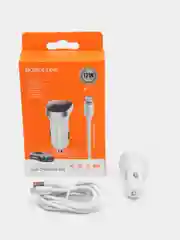 Белый автомобильное зарядное устройство Borofone BZ15, для micro-USB